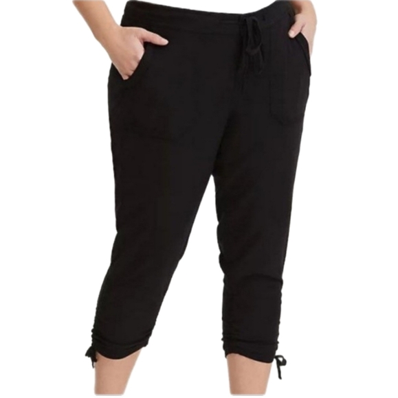 Torrid Premium Cropped Twill Pants with Gathered Ankle Ties - Picture 1 of 11
